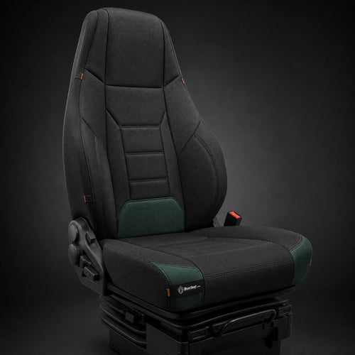 Bear Armor seat cover concept on a representative heavy truck seat, studio view (AI-generated depiction)