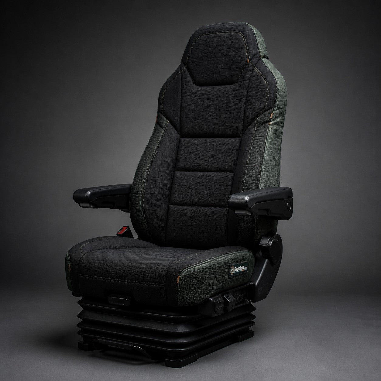 Bear Armor seat cover concept on a representative semi seat, studio view (AI-generated depiction)