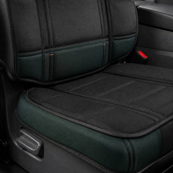 Bear Armor seat cover concept on a representative heavy truck seat, construction detail (AI-generated depiction)