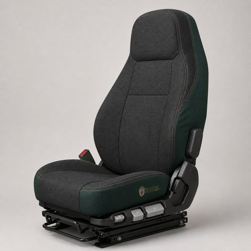 Bear Shield seat cover concept on a representative heavy truck seat, studio view (AI-generated depiction)