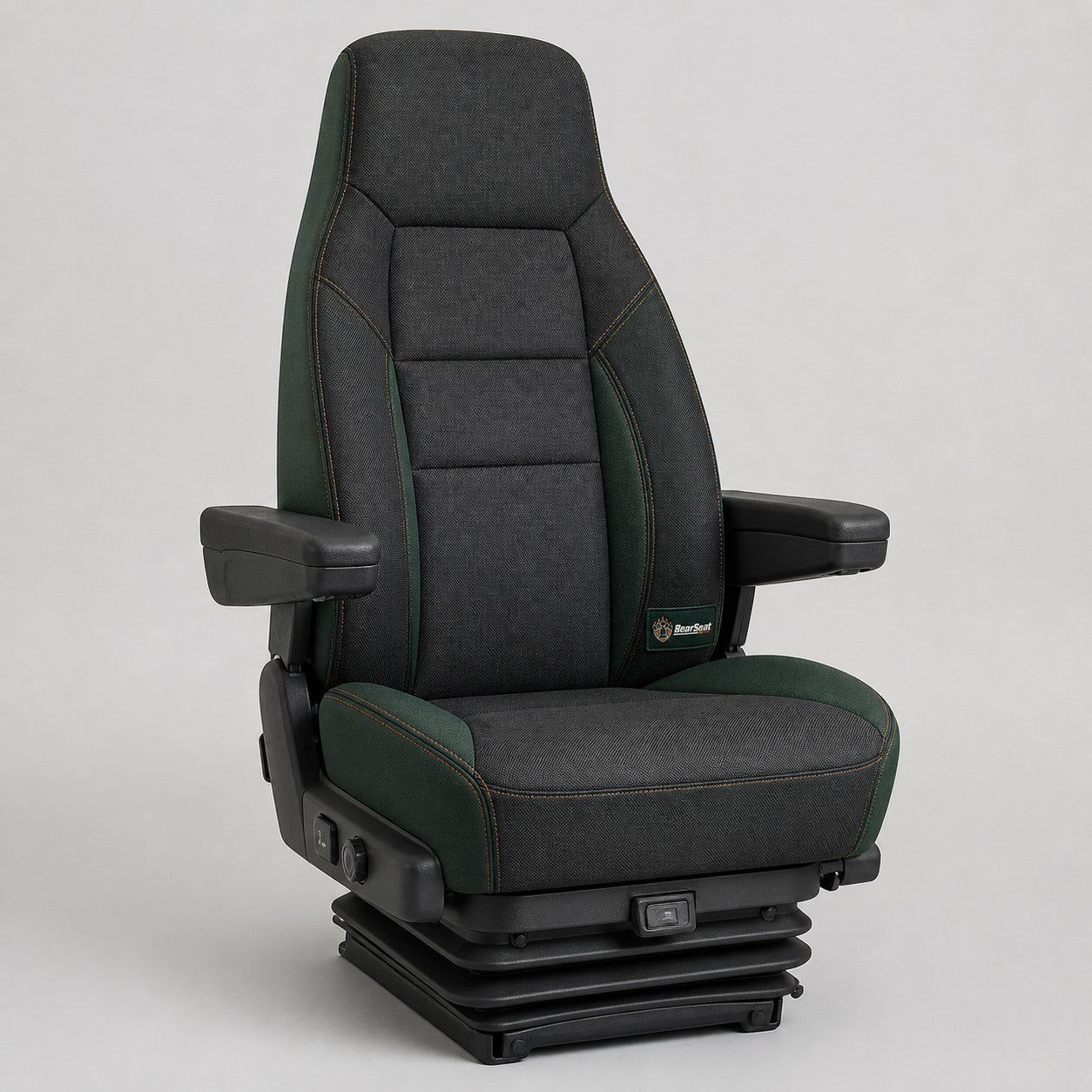 Bear Shield seat cover concept on a representative semi seat, studio view (AI-generated depiction)