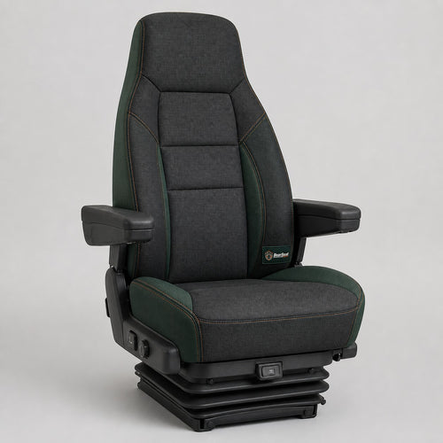 Bear Shield seat cover concept on a representative semi seat, studio view (AI-generated depiction)