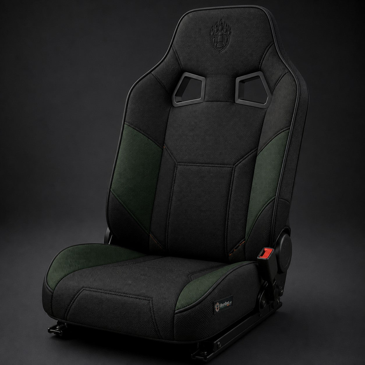 Bear Armor seat cover concept on a representative side by side seat, studio view (AI-generated depiction)