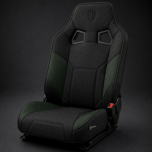 Bear Armor seat cover concept on a representative side by side seat, studio view (AI-generated depiction)