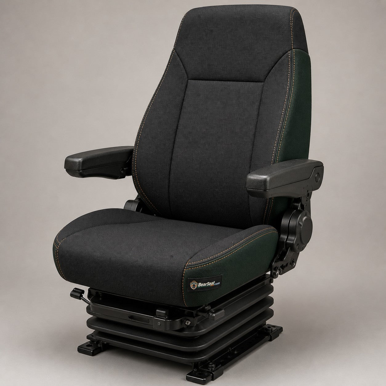 Bear Shield seat cover concept on a representative tractor seat, studio view (AI-generated depiction)